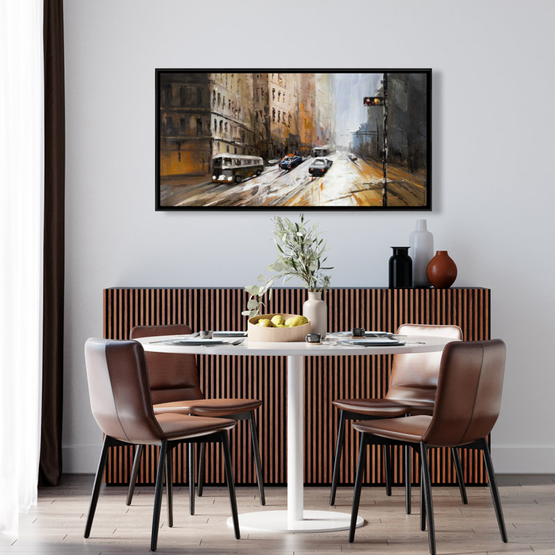 Abstract city street - 24"x48" Framed canvas