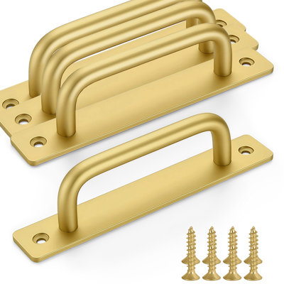 Sliding Door Handle 4 Pack 7.09" Aluminum Pulls for Bifold Gold