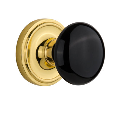Classic Rosette with Black Porcelain Door Knob