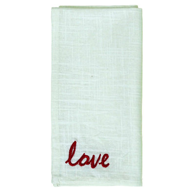 Vibhsa Cotton Napkins set of 4 for Dining Table Red Love Embroidered 20"x20"