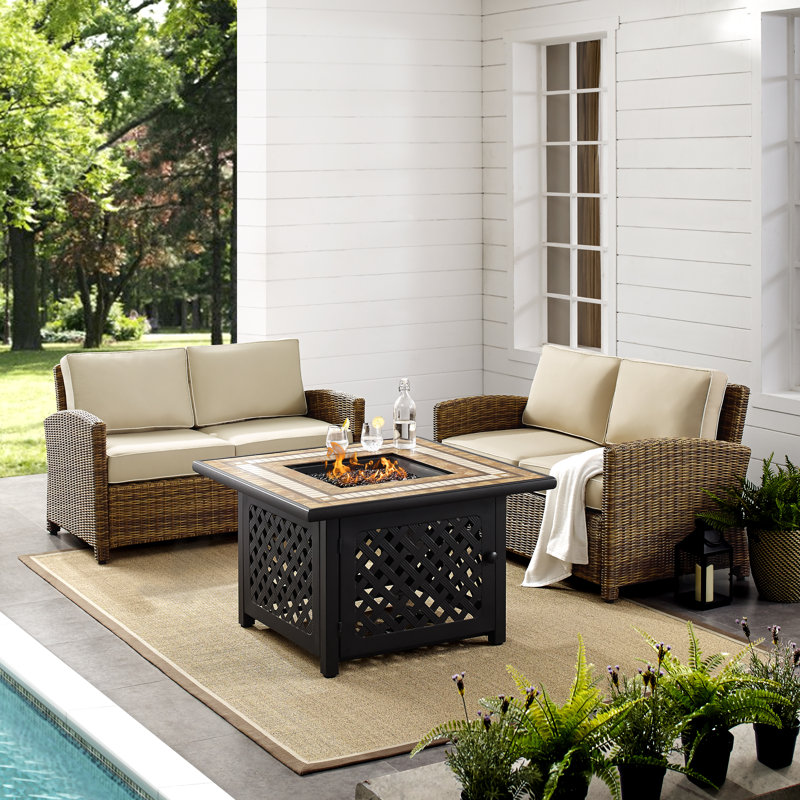 4 - Person Patio Conversation Set with Cushions, Sand