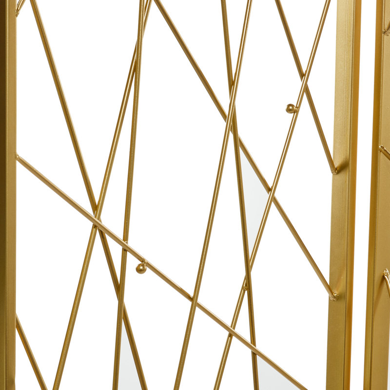 Paravent de séparation métallique pliable en métal à 3 panneaux avec petites boules décoratives