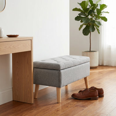 Banc de rangement avec repose-pieds de 32 po de large avec plateau intégré, repose-pieds carré avec rangement supplémentaire, repose-pieds rembourré et banc de bout de lit, parfait pour le salon, la chambre à coucher, le salon, la détente, le style moderne