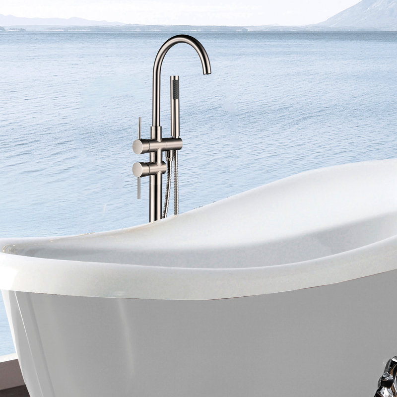 Freestanding Bathtub Faucet With Hand Shower And Corrosion Resistance Metal Structure