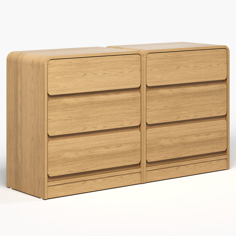 3-Drawer Nightstand Set Of 2, Brown