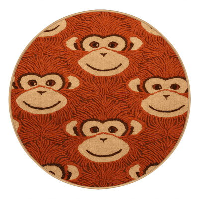  Tapis lavable orange à motif de singes