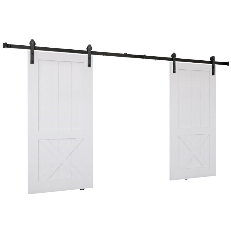 Black Steel Double Door Barn Door Hardware Kit Standard Double