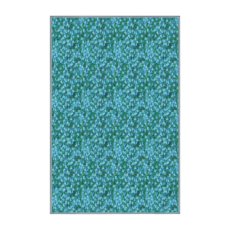 Tapis abstrait en laine bleu sarcelle, Rectangle 5 pi x 7 pi