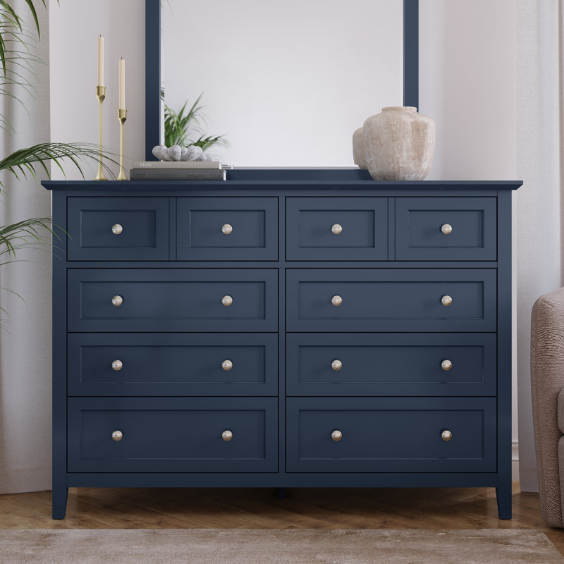8 Drawer 152.4 W Double Dresser, Blue