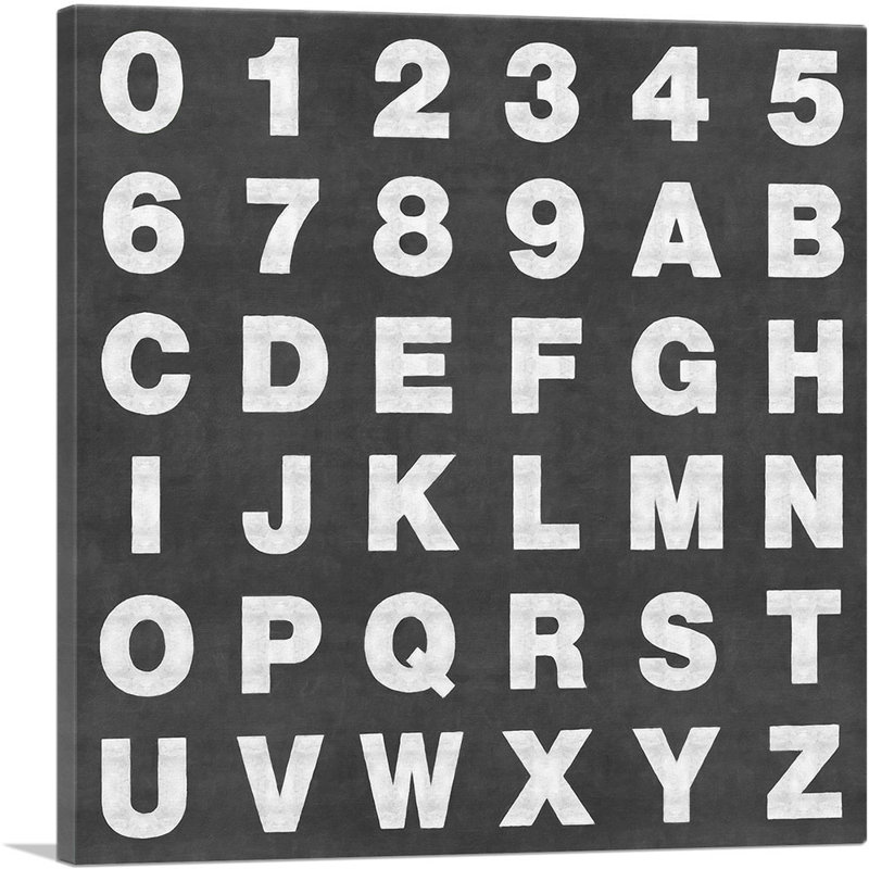 «Chalkboard Full Alphabet», reproduction d'art textuel sur toile tendue, H 26 po x l 26 po x P 0,75 po
