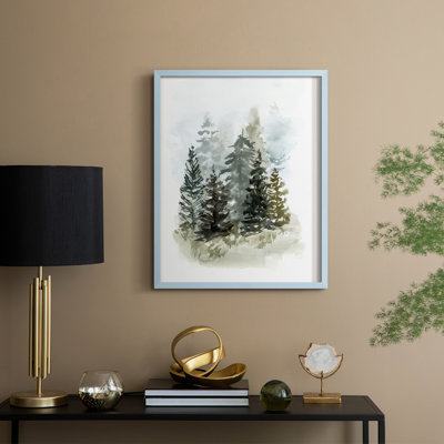«Washy Treeline I», reproduction encadrée - bois massif