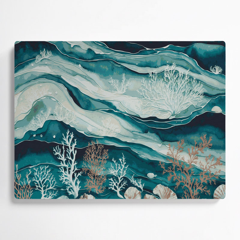 «Coastal Marine Texture Study», art mural en métal bleu, H 20 po x l 24 po