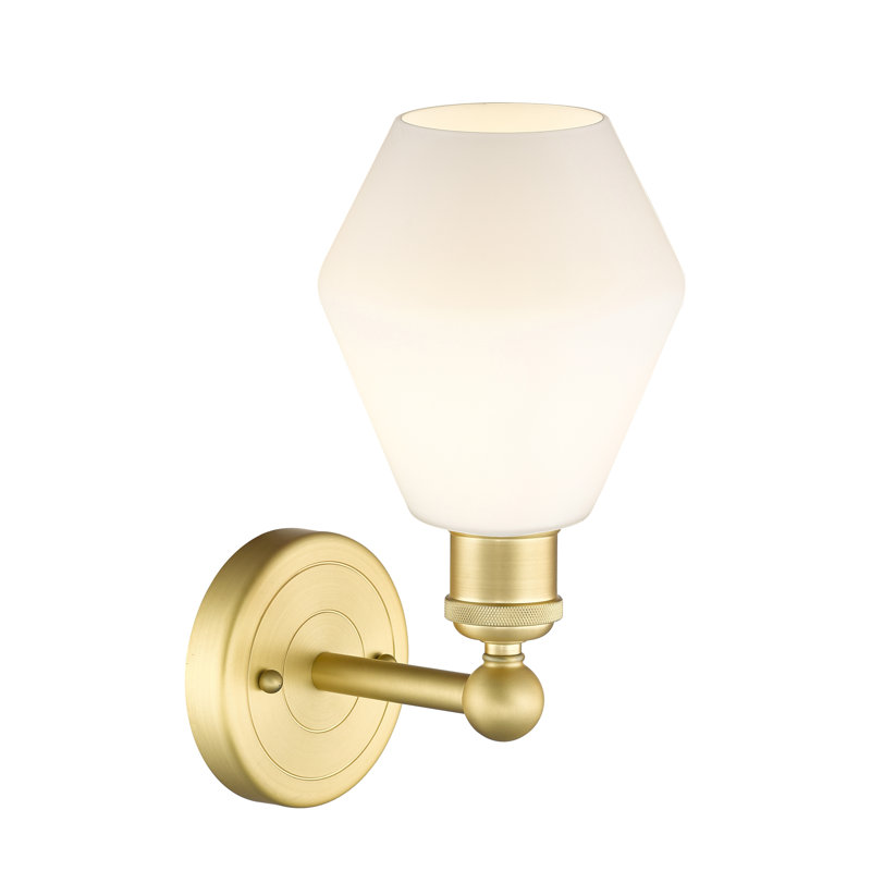 Amylea Armed Sconce, Cased Matte White, Satin Gold