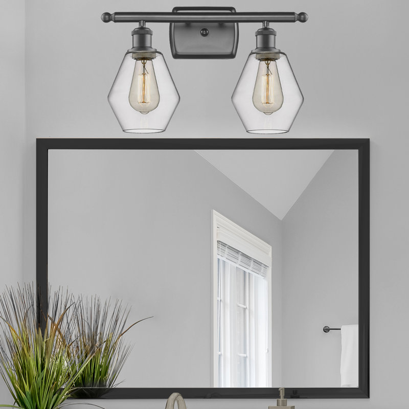 2 - Light Dimmable Vanity Light, Clear, Oil Rubbed Bronze