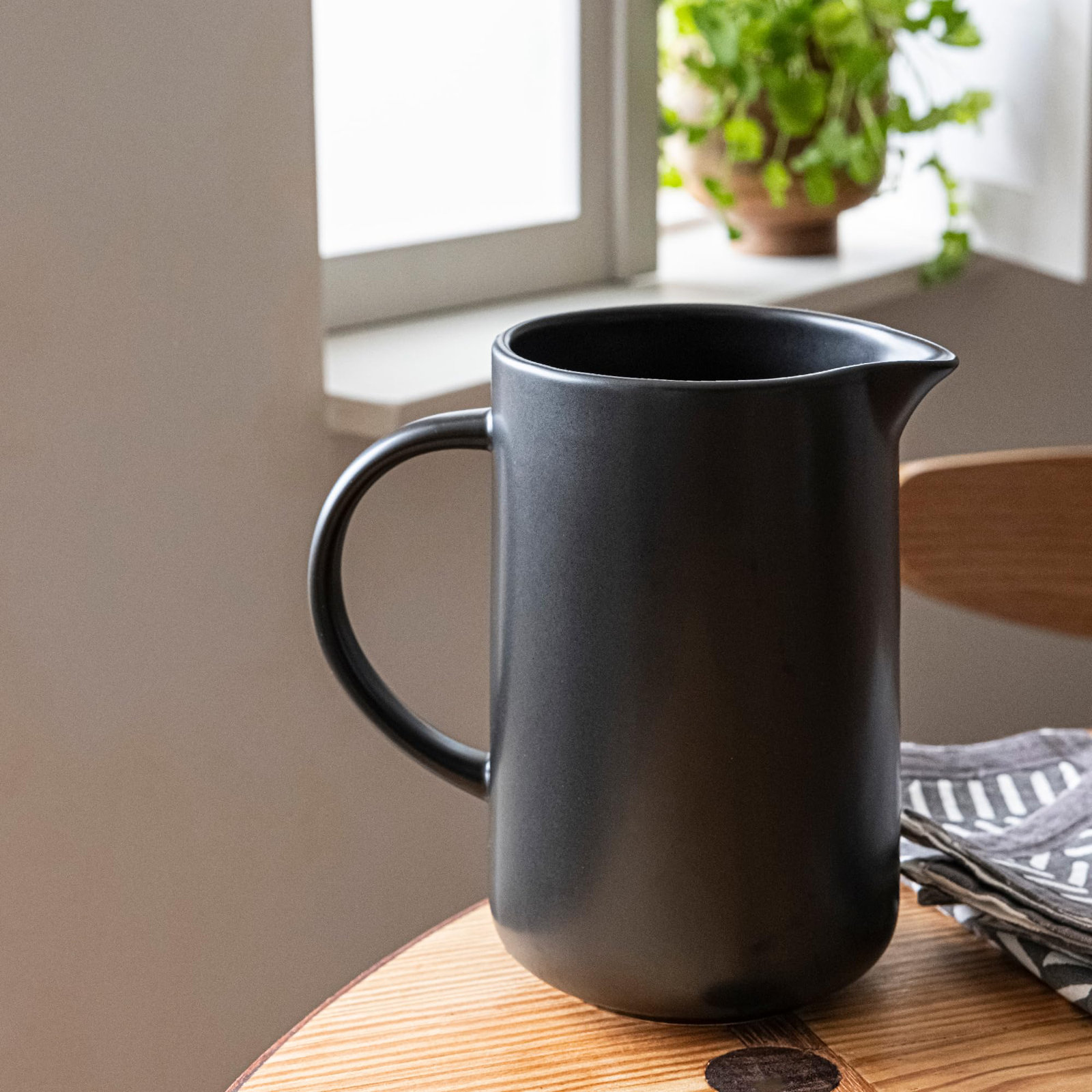 Stoneware Pitcher, Black