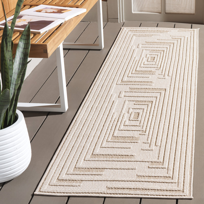 Tapis d'intérieur / extérieur à motif géométrique Roslyn Clemons, Tapis de couloir 2 pi 2 po x 8 pi