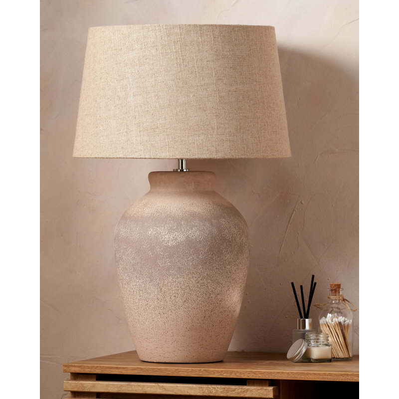 Rhone Ceramic Table Lamp, Grey, 61cm H 40cm W 40cm D