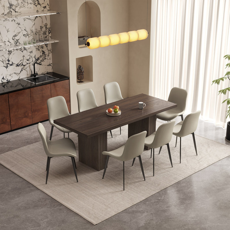Grande table de salle à manger Mid-Century brune de 66,93 po