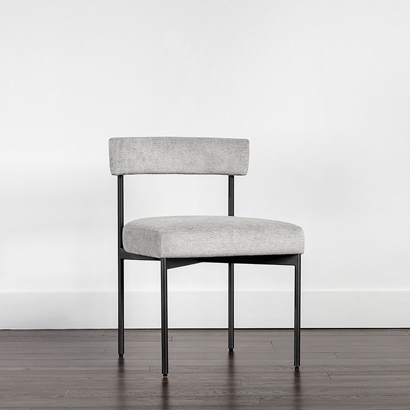 Seneca Upholstered Dining Chair, Light Gray Performance, Black