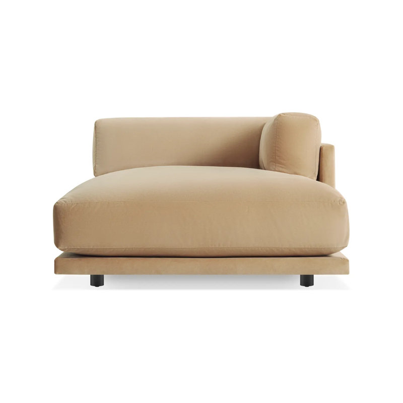 Canapé modulaire 51 po méridienne Sunday, Faisant face à la droite, Mélange de polyester velours chameau