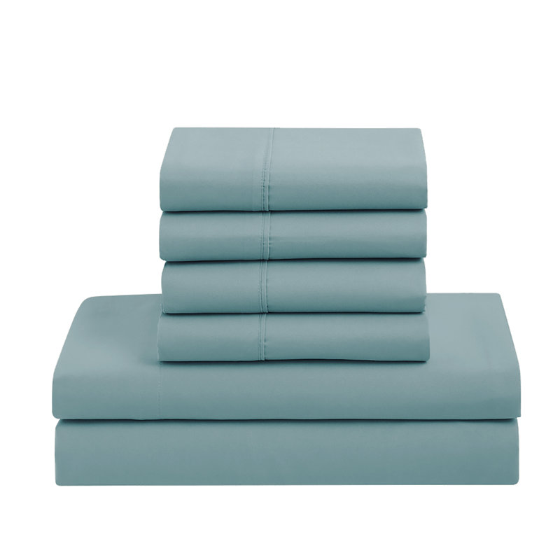 All Season Bed-in-A-Bag 5pc/7pc Solid Color Comforter & Sheet Set Ultra Soft Bedding by Sweet Home Collection, Misty Blue