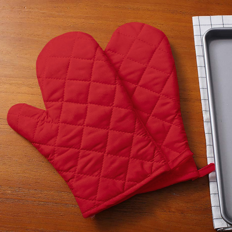 Ensemble de gants de cuisine en polyester Home Mart Goods, Rouge