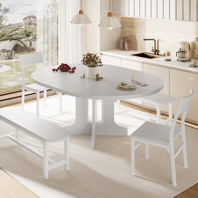 Ensemble de table de salle à manger 5 pièces Einhomn, Blanc