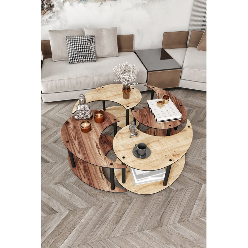 Ensemble de tables basses modernes (2 pièces) | 100% panneau de fibres à densité moyenne avec pieds en kraft comprimé | Conception géométrique élégante, parfaite pour le salon et les espaces contemporains, ajout durable et élégant à votre maiso