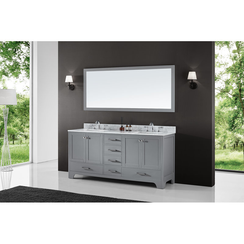 Ensemble de meuble-lavabo double 72 po Cassel, Gris taupe