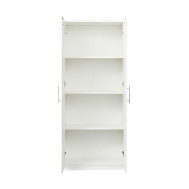 Armoire haute et armoire de cuisine avec 2 portes et 3 cloisons pour séparer 4 espaces de rangement, Blanc