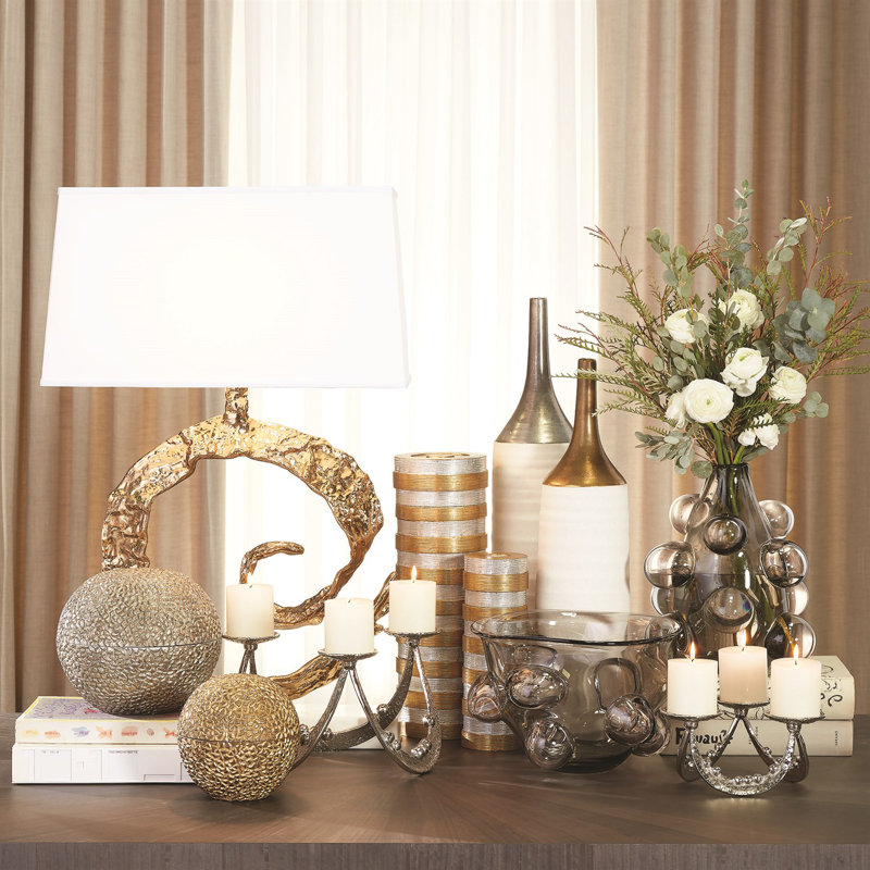 Swirl Lamp, Brass/White