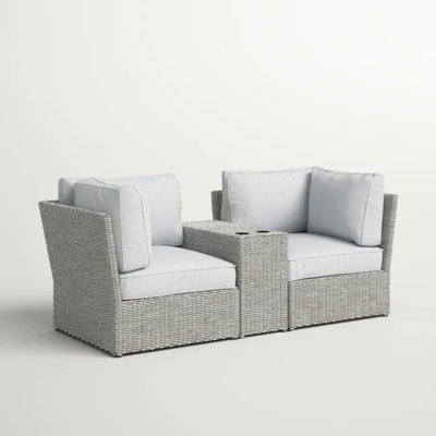 Fully Assembled 2-Person Wicker Patio Sofa Seating Group With Cushions