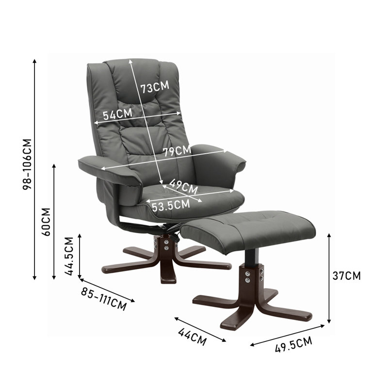 Onasander 78cm Wide Swivel Standard Recliner, Grey