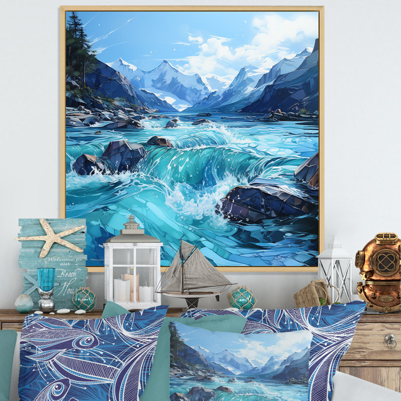 Glacier Charm en Alaska - impression, Cadre naturel flottant, H 16 po x l 16 po x P 1 po
