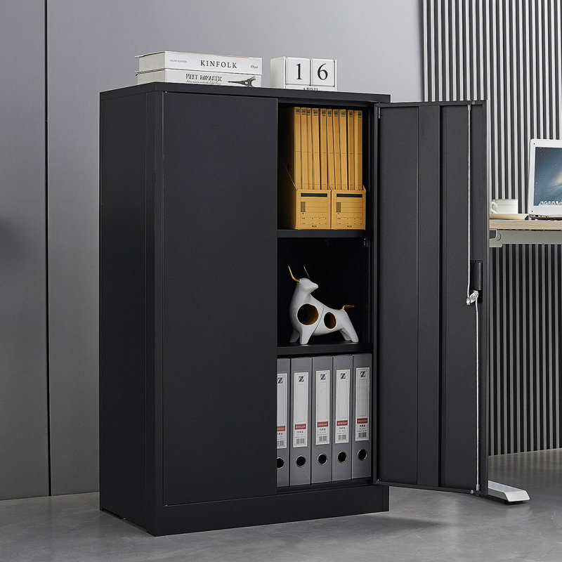Metal Storage Cabinet with Locking Doors, Adjustable Shelf, and Folding Design for Home, Office, School, and Garage Use