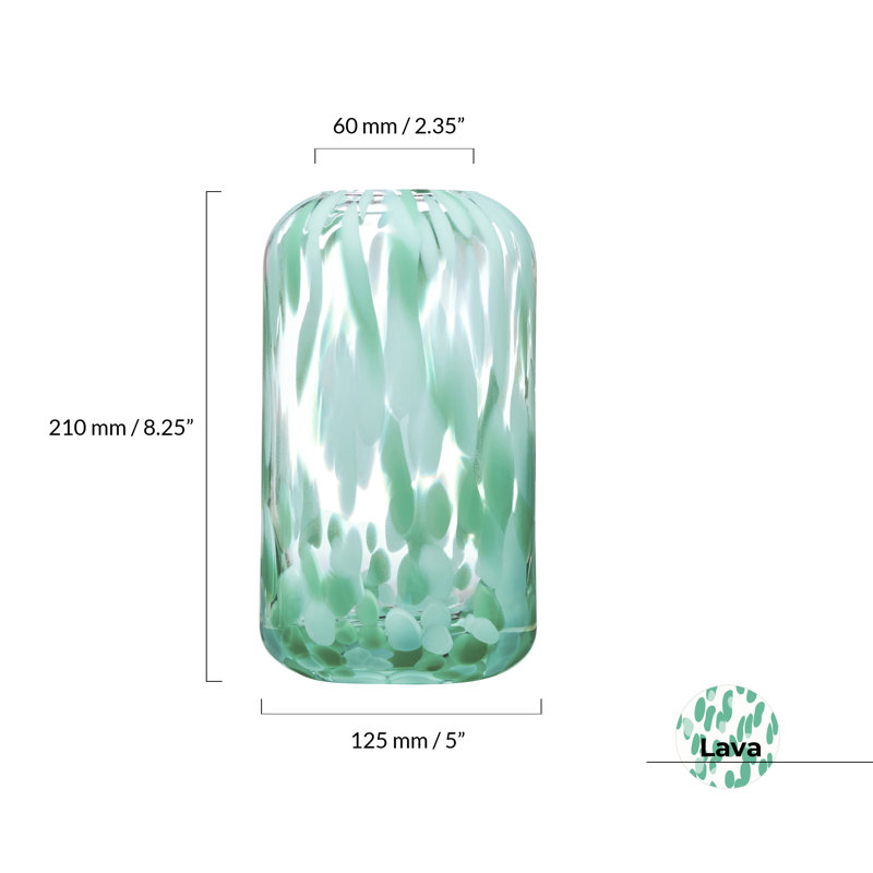 Lava Handmade Glass Table Vase, Green, 21cm H x 12.5cm W x 12.5cm D