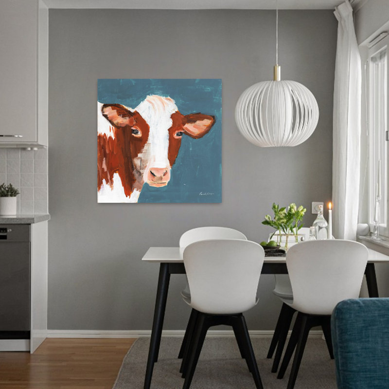 Art contemporain bleu rouillé avec animaux, H 32 po x l 32 po