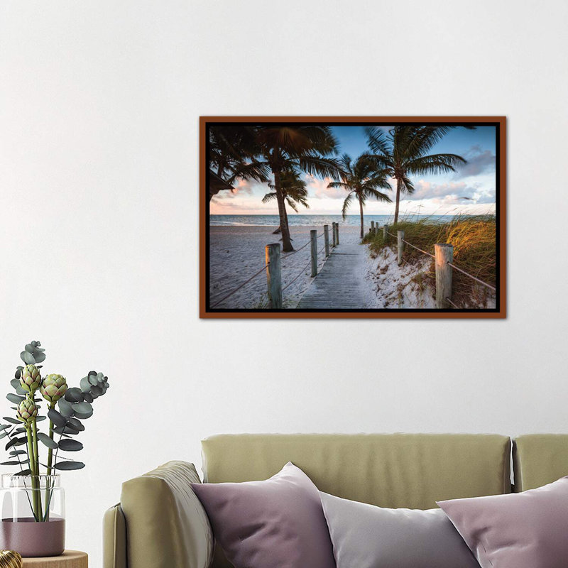 «Beach Sunrise, Key West I» par Matteo Colombo - reproduction de photo, Toile avec cadre en bois classique