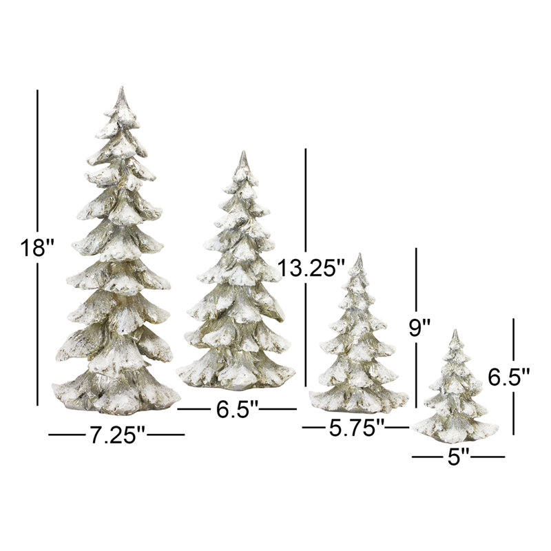 Ensemble d'arbres de table 4 pièces, Argent argent