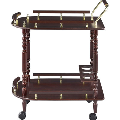 Chariot sophistiqué à 2 tablettes en laiton pour une salle à manger chic avec de grandes assiettes à fromage