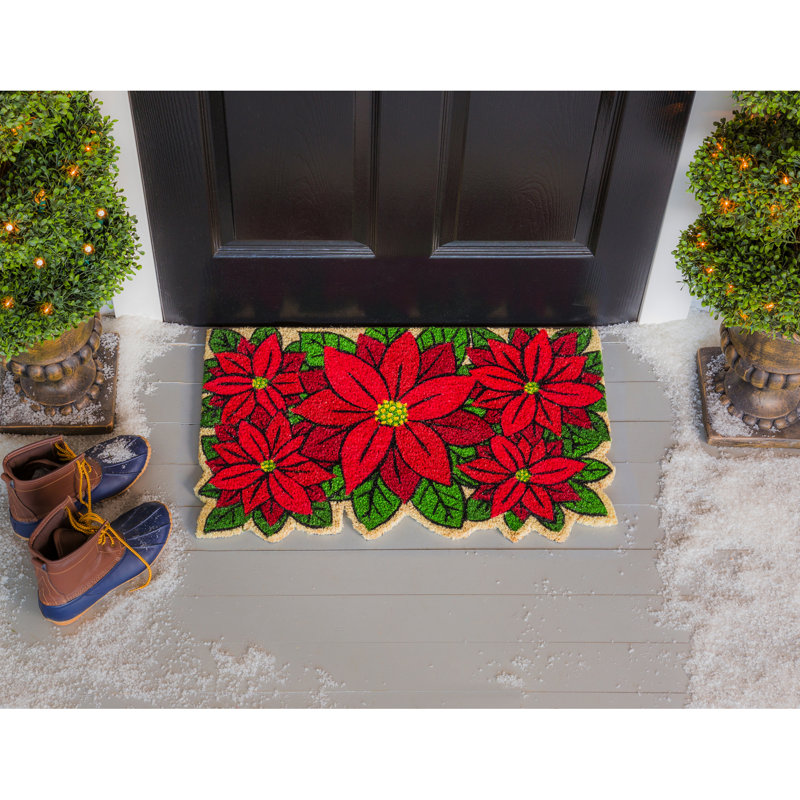 Poinsettia 31 po x 19 po tapis de porte extérieur antidérapant Pugh