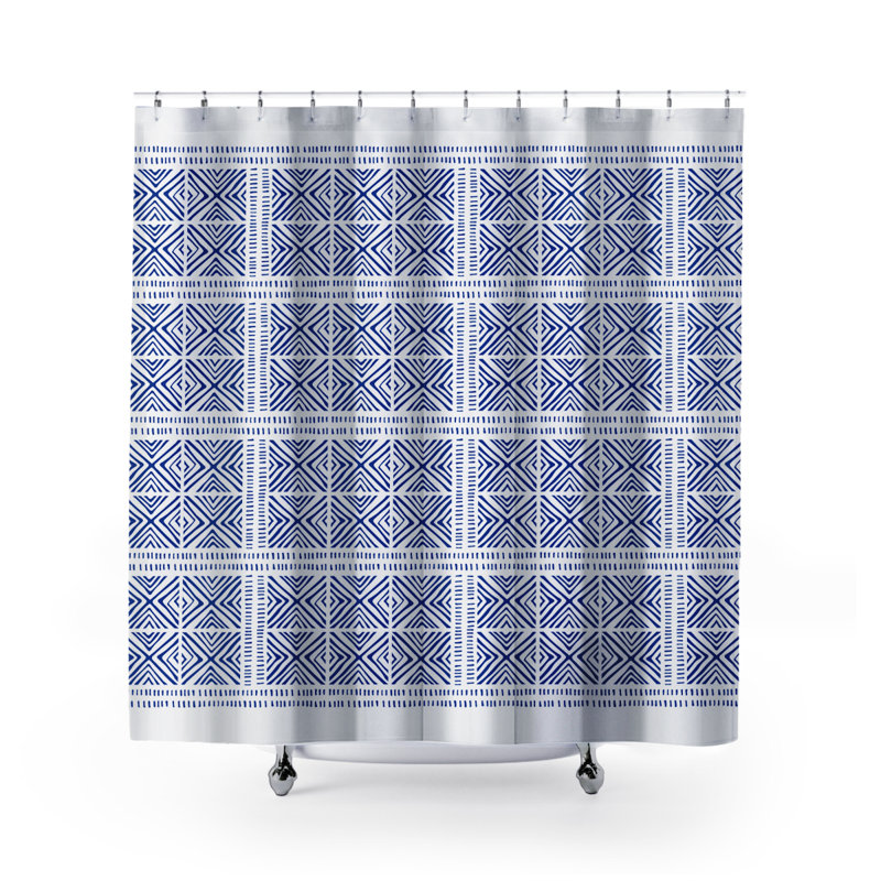 Thora Tribal Shower Curtain, ThoraTribal Navy Blue