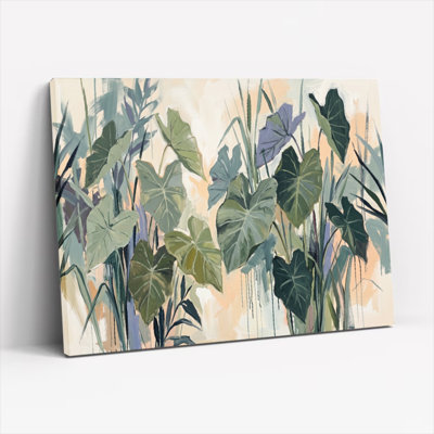Ensemble de 1 tableau sur toile à motif de feuilles tropicales