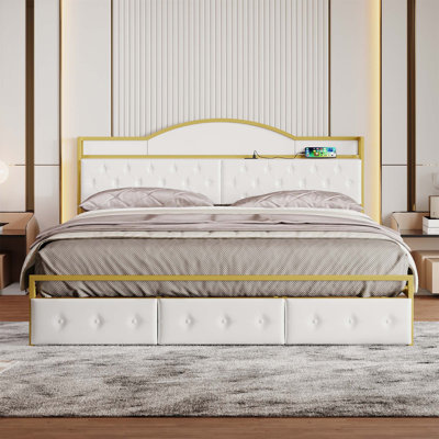 Lit plateforme tapissier Dushan