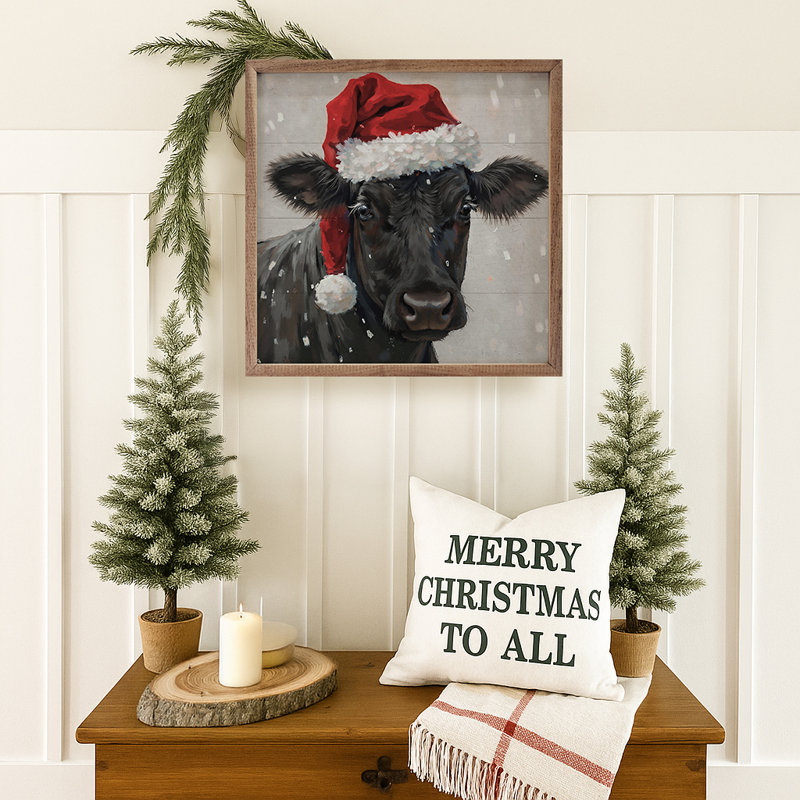 Vache de Noël boeuf, H 24 po x l 24 po