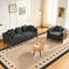 Ensemble de canapés modernes Cloud 3 pièces, canapé 3 places en bouclette et deux fauteuils d'appoint, fauteuil de lecture moderne capitonné avec coussin assorti, fauteuil confortable pour le salon, noir-136165876-136165878