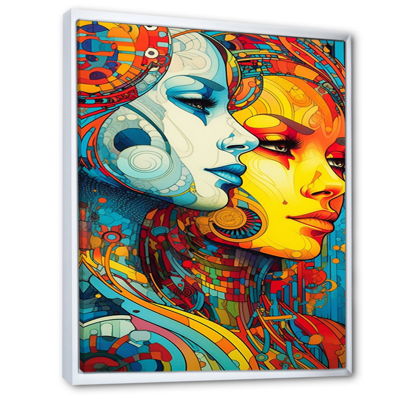 «Gorgeous Robot Couple in Love», reproduction, Cadre flottant blanc, H 20 po x l 12 po x P 1 po