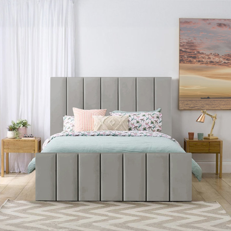 Judsonia Upholstered Ottoman Storage Bed, Grey, UK Double - DE 135 x 190 cm