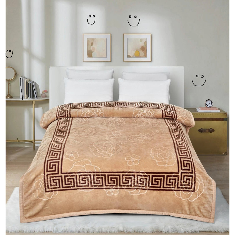 Flatweave Throw Blanket, Beige Geometric