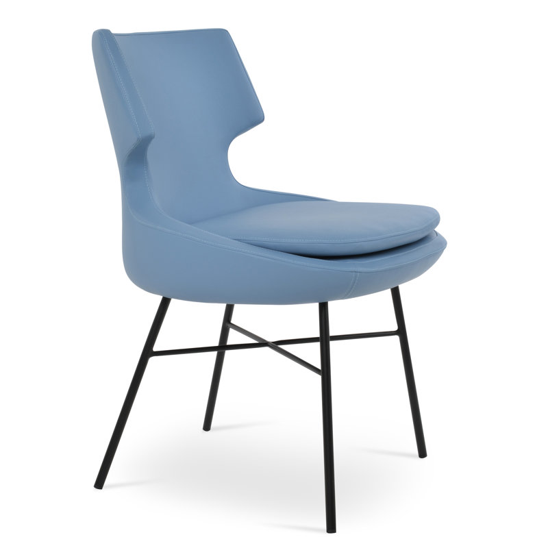 Chaise d'appoint Patara Cross, Similicuir bleu